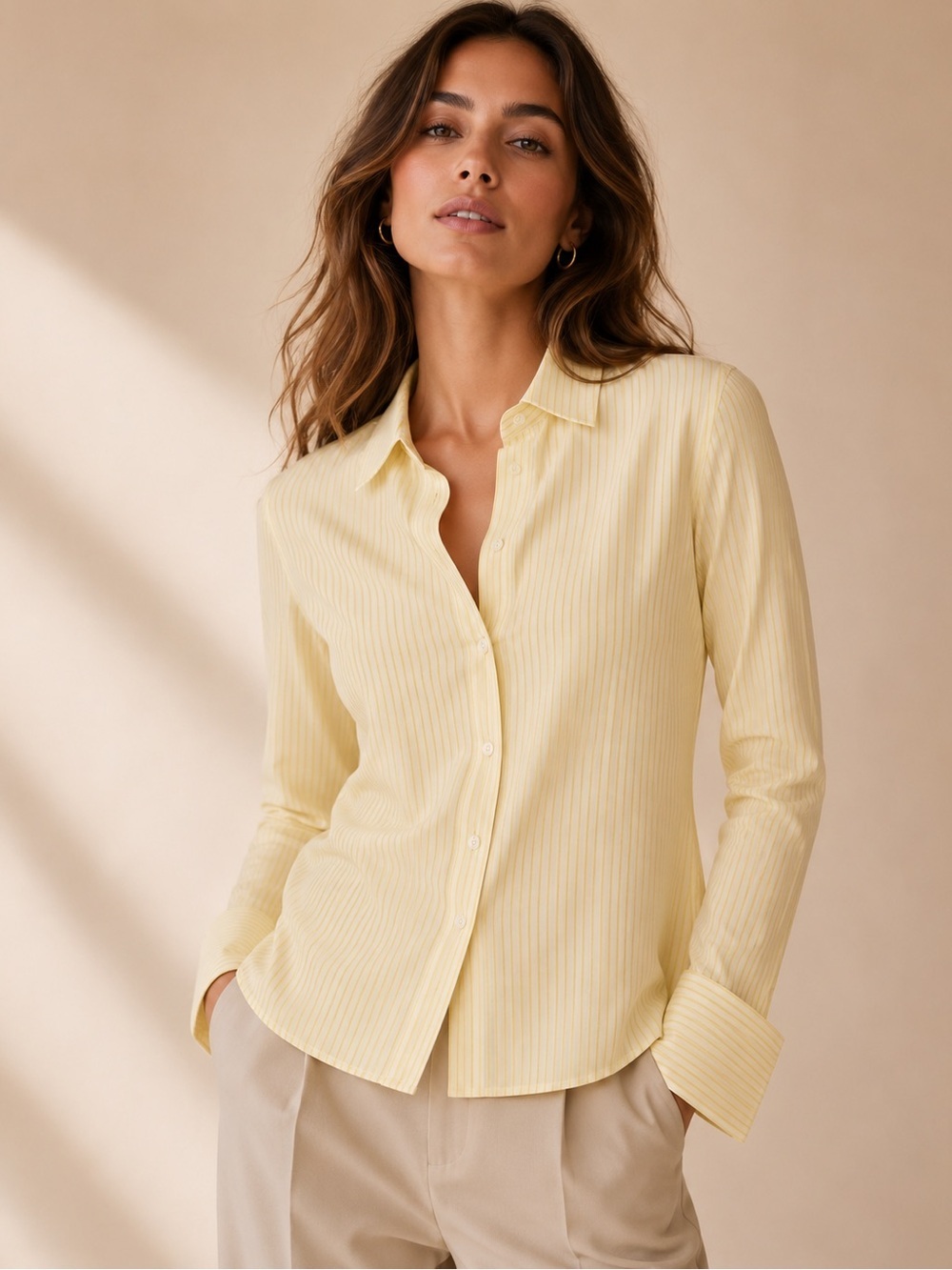 J.Crew Haberdashery Yellow Stripe Stretch Button Front Shirt Medium